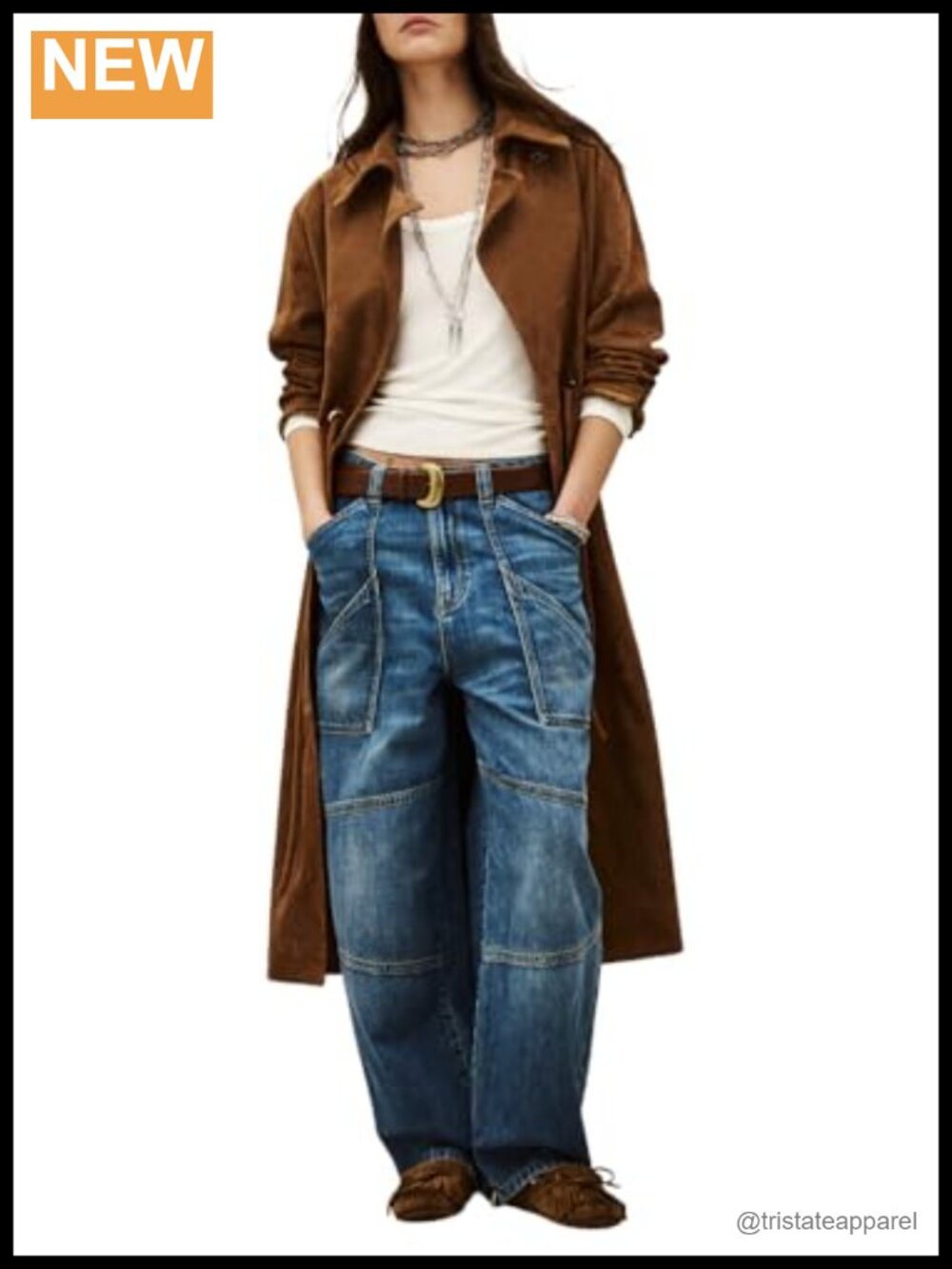 Wool Blend Long Sleeve Coat with Tie Closure